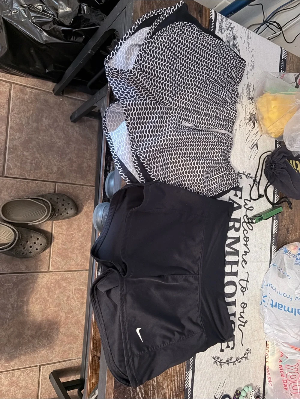 Nike Black and White Dri-FIT Athletic Shorts